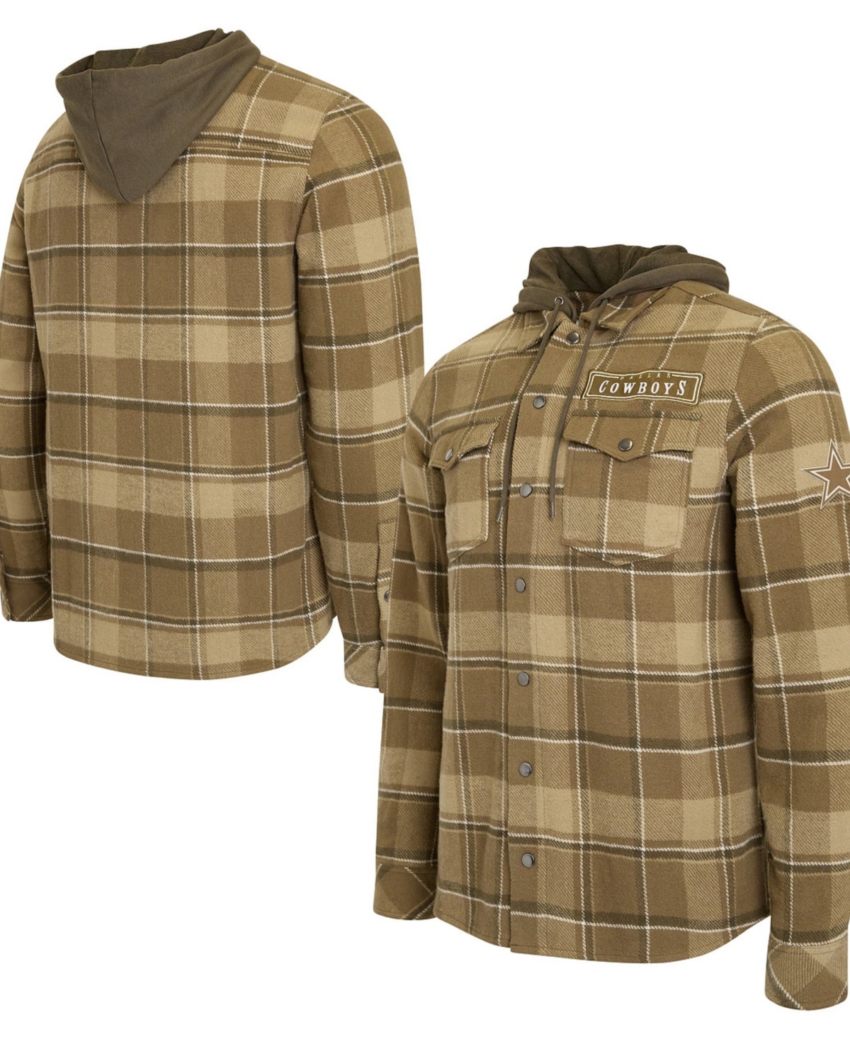 Darius Rucker Collection By Fanatics Men's Brown Dallas Cowboys Woven Hooded Full-Snap Shacket