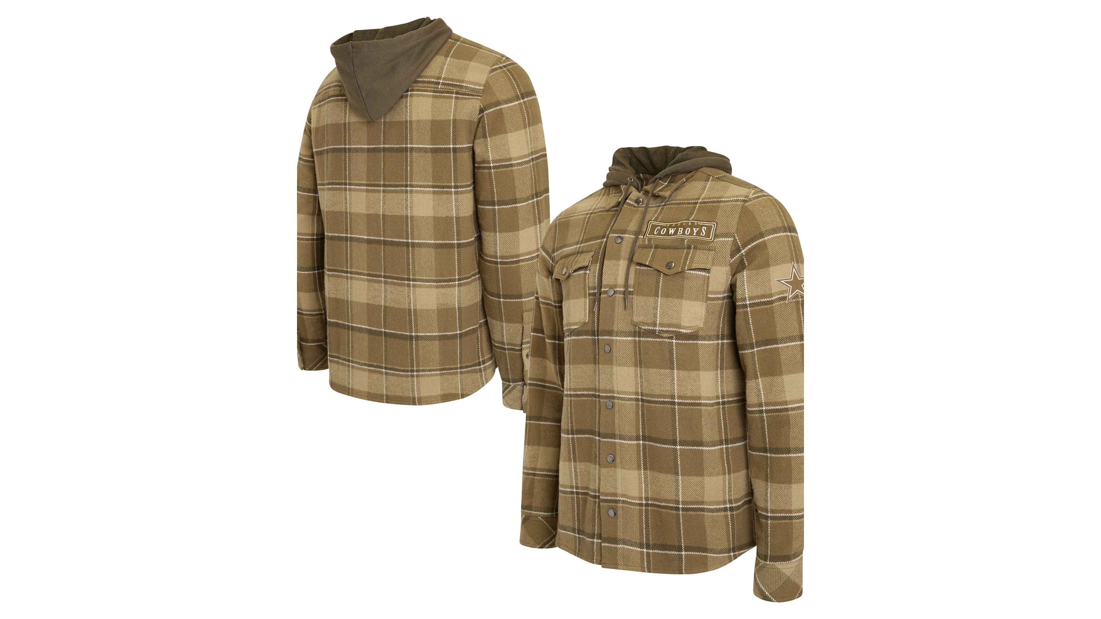 Darius Rucker Collection By Fanatics Men's Brown Dallas Cowboys Woven Hooded Full-Snap Shacket