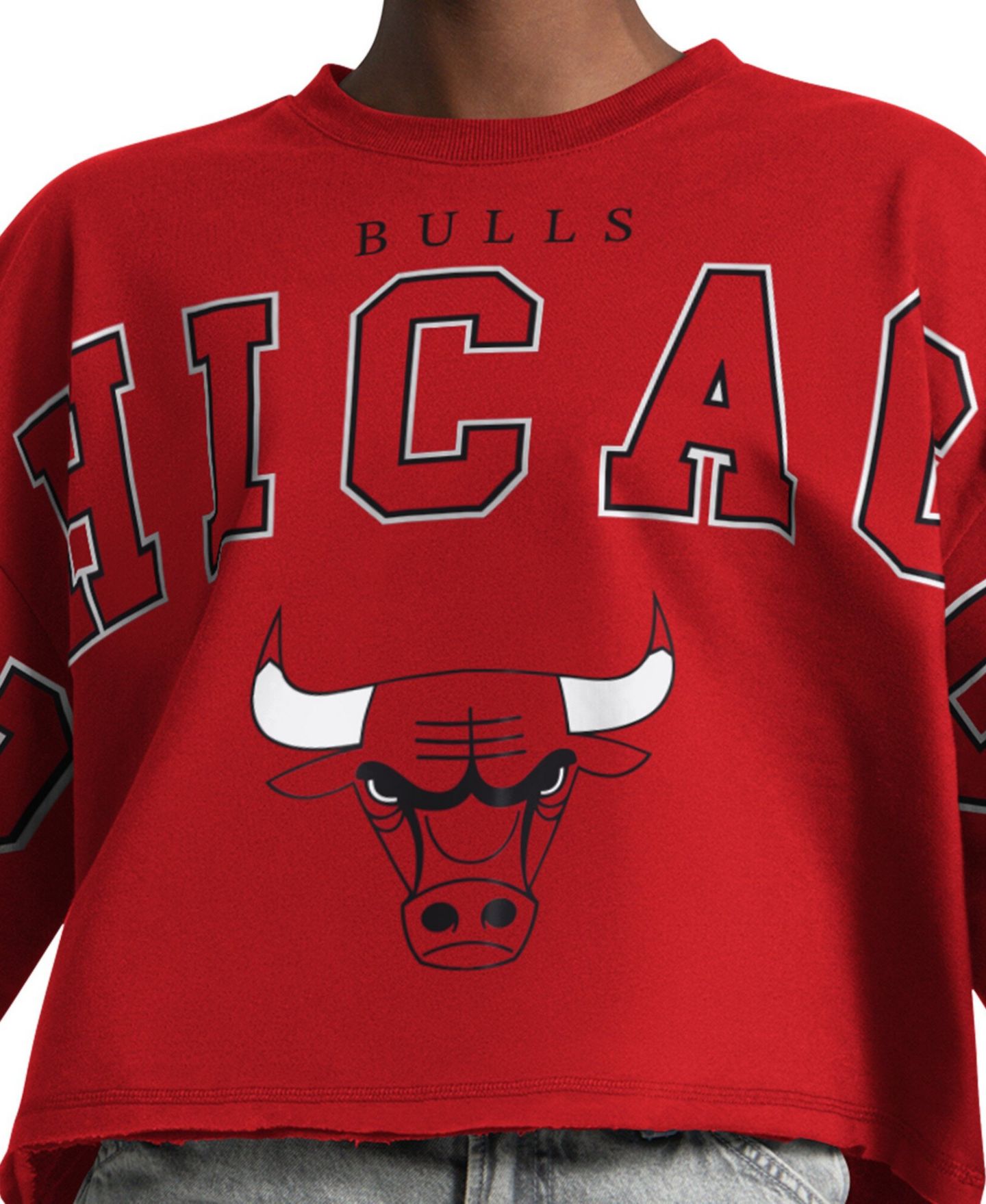 Женская толстовка Starter Red Chicago Bulls Bleachers Cropped — фото 3
