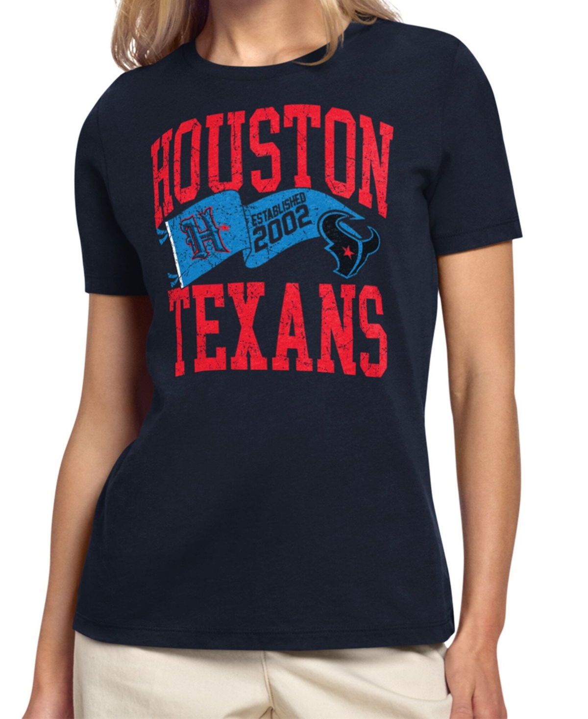 Starter Women's Navy Houston Texans Pennant T-Shirt - Navy