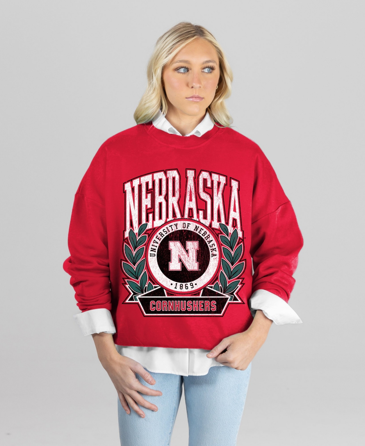 Gameday Couture Women's Scarlet Nebraska Huskers Classic Archives Oversized Premium Fleece Sweatshirt