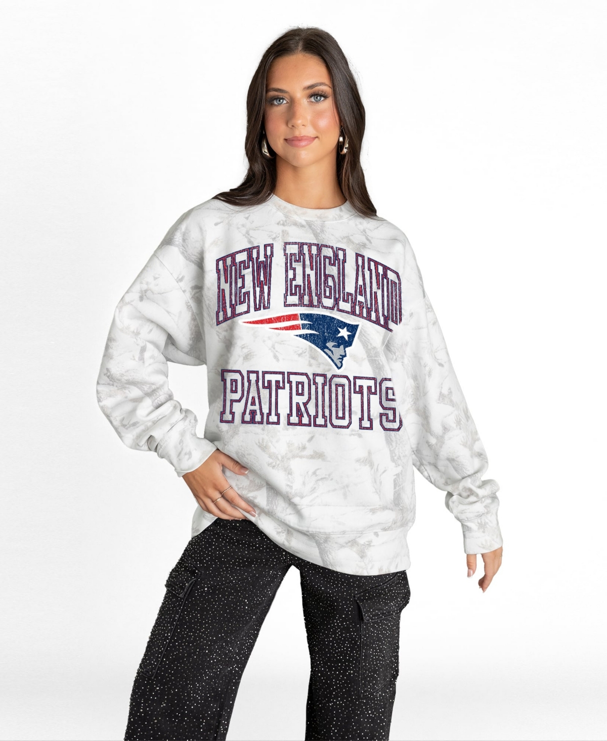 Gameday Couture Women's Arctic Camo New England Patriots Whiteout Oversized Premium Fleece Sweatshirt - Arctic Camo