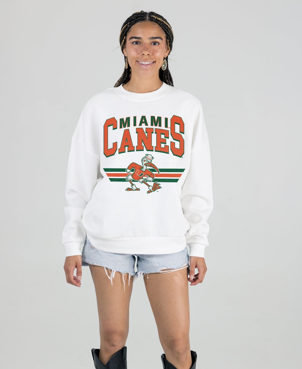 Gameday Couture Women's White Miami Hurricanes Oversized Premium Fleece Sweatshirt