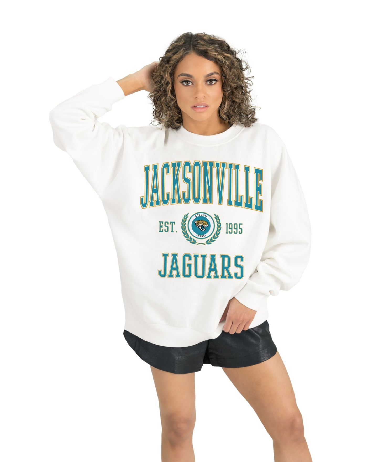 Женская толстовка Gameday Couture White Jacksonville Jaguars Timeless Triumph Premium Fleece Pullover — фото 5