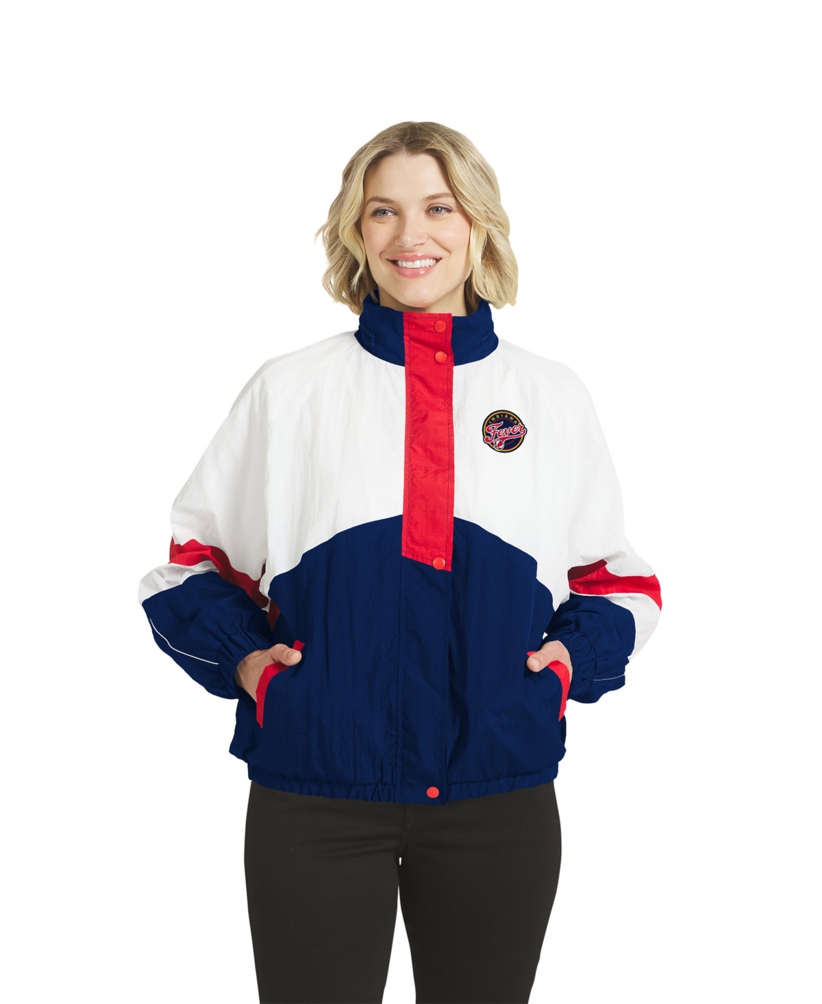 Wear by Erin Andrews Women's White/Blue Indiana Fever Full-Zip Windbreaker Jacket - White, Blue