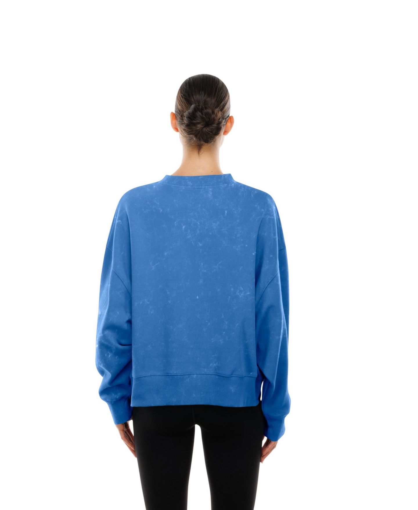 Женская толстовка New Era Blue Detroit Lions Throwback Mineral Wash Boxy Fleece Crewneck — фото 4