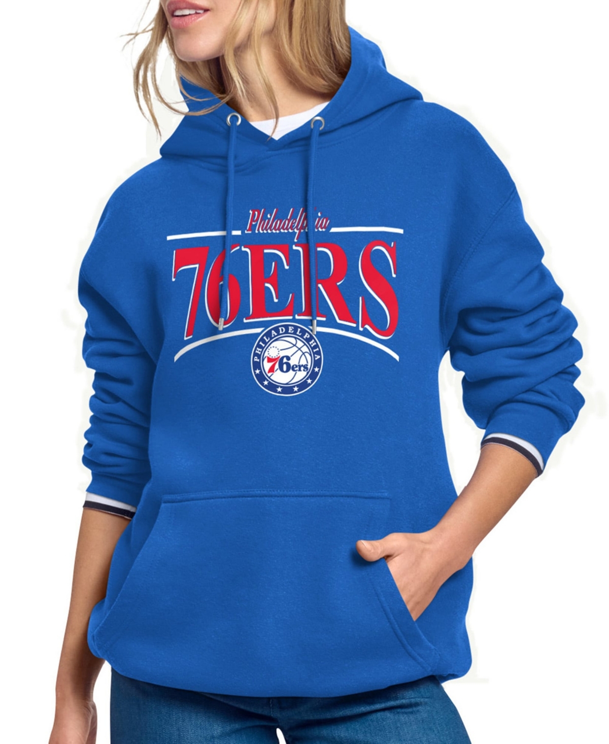 Starter Women's Royal Philadelphia 76ers Arch Stripe Fleece Hoodie