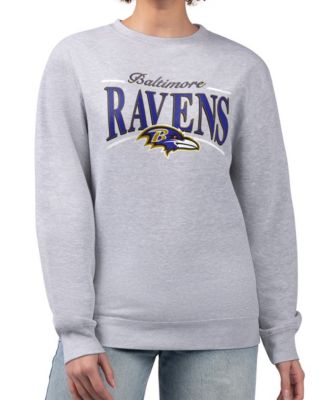 Women's Gray Baltimore Ravens Arch Stripe Fleece Pullover Sweatshirt