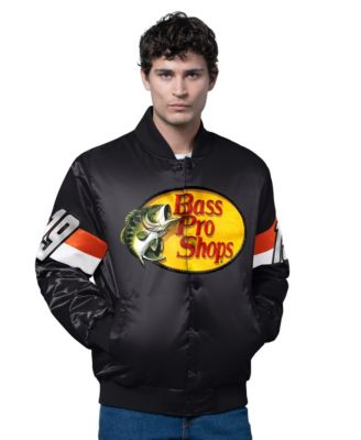 Men's Black Chase Briscoe Triple Option Satin Varsity Full-Snap Jacket