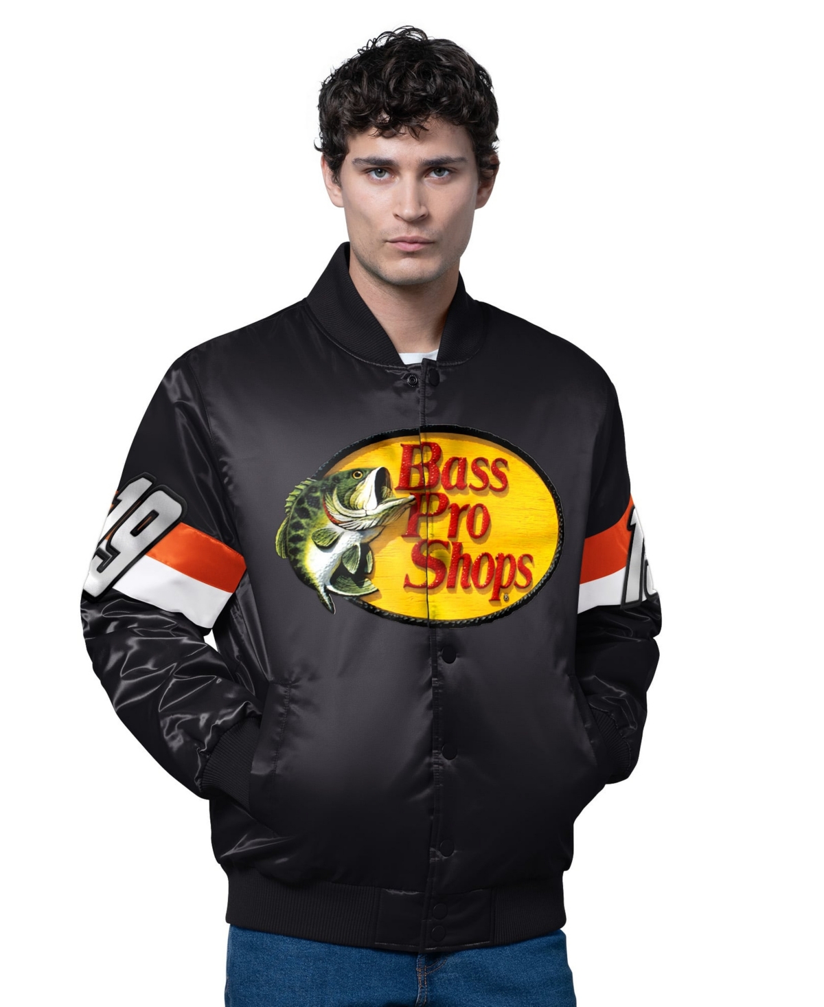 Starter Men's Black Chase Briscoe Triple Option Satin Varsity Full-Snap Jacket - Black