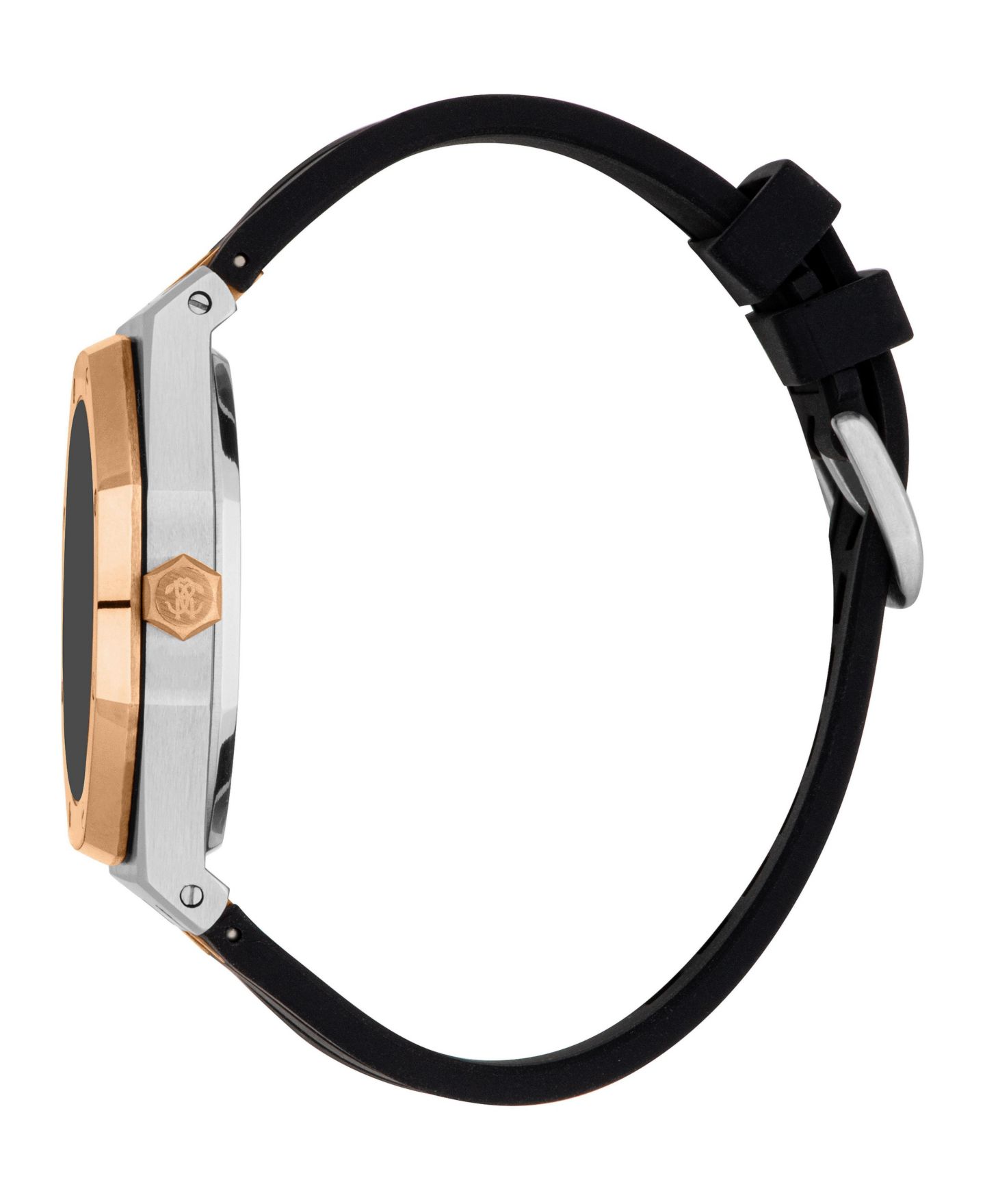 Мужские часы Roberto Cavalli Quartz Two-Tone Stainless Steel Sport Black Silicone Strap Watch, 42mm, цвет: Серебряный — фото 2