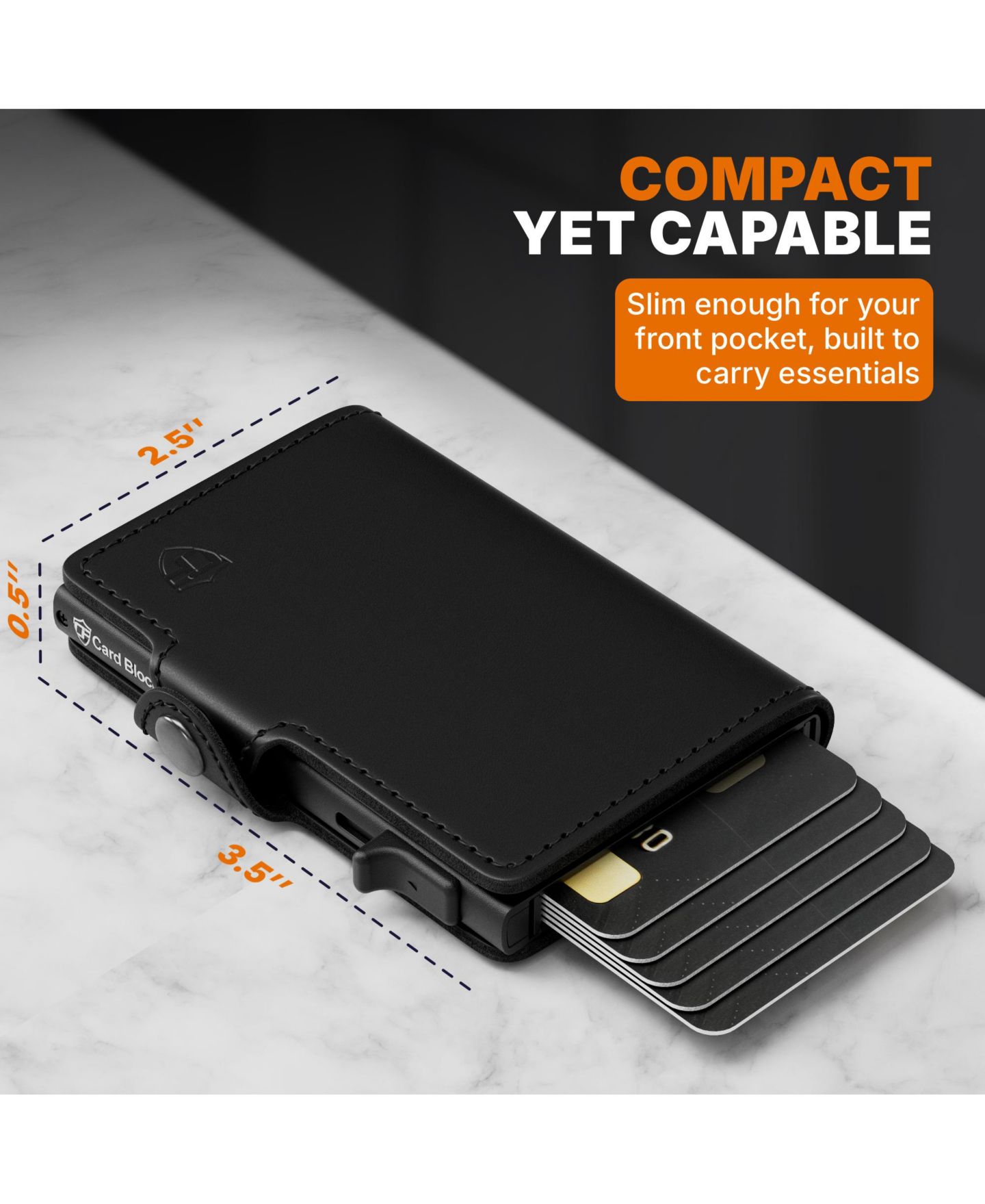 Мужской кошелёк Conceal Plus Card Blocr Pop Up Wallet for Men - Slim Metal RFID Blocking Card Holder (4-6 Cards Ejector) - Minimalist Wallet with Internal Cash + ID, цвет: Чёрный — фото 2