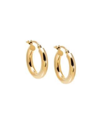 Solid Rounded Tube Hoop Earring 14K