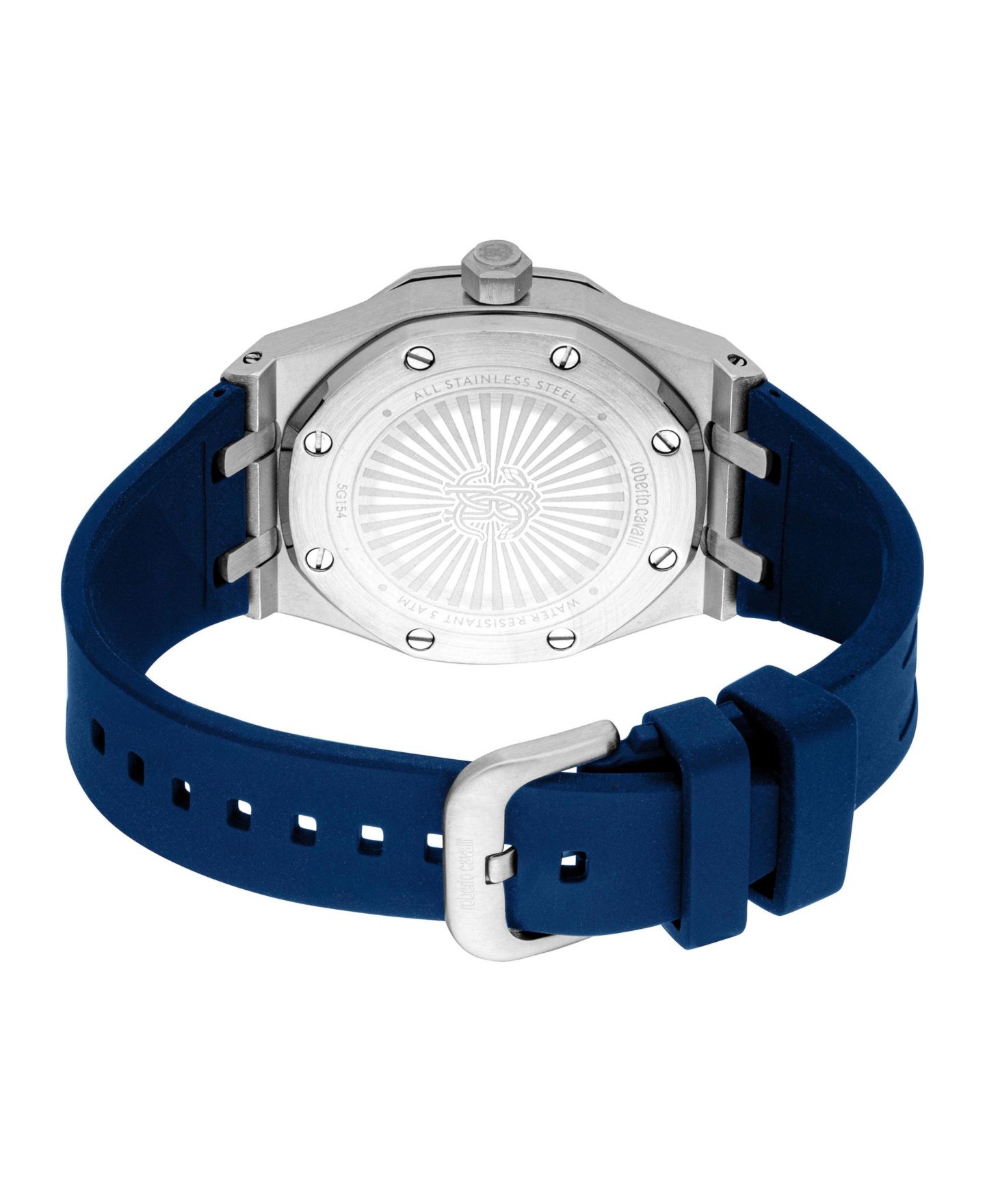 Мужские часы Roberto Cavalli Quartz Sport Water-Resistant Silicone Strap Watch, 42mm, цвет: Серебряный — фото 2