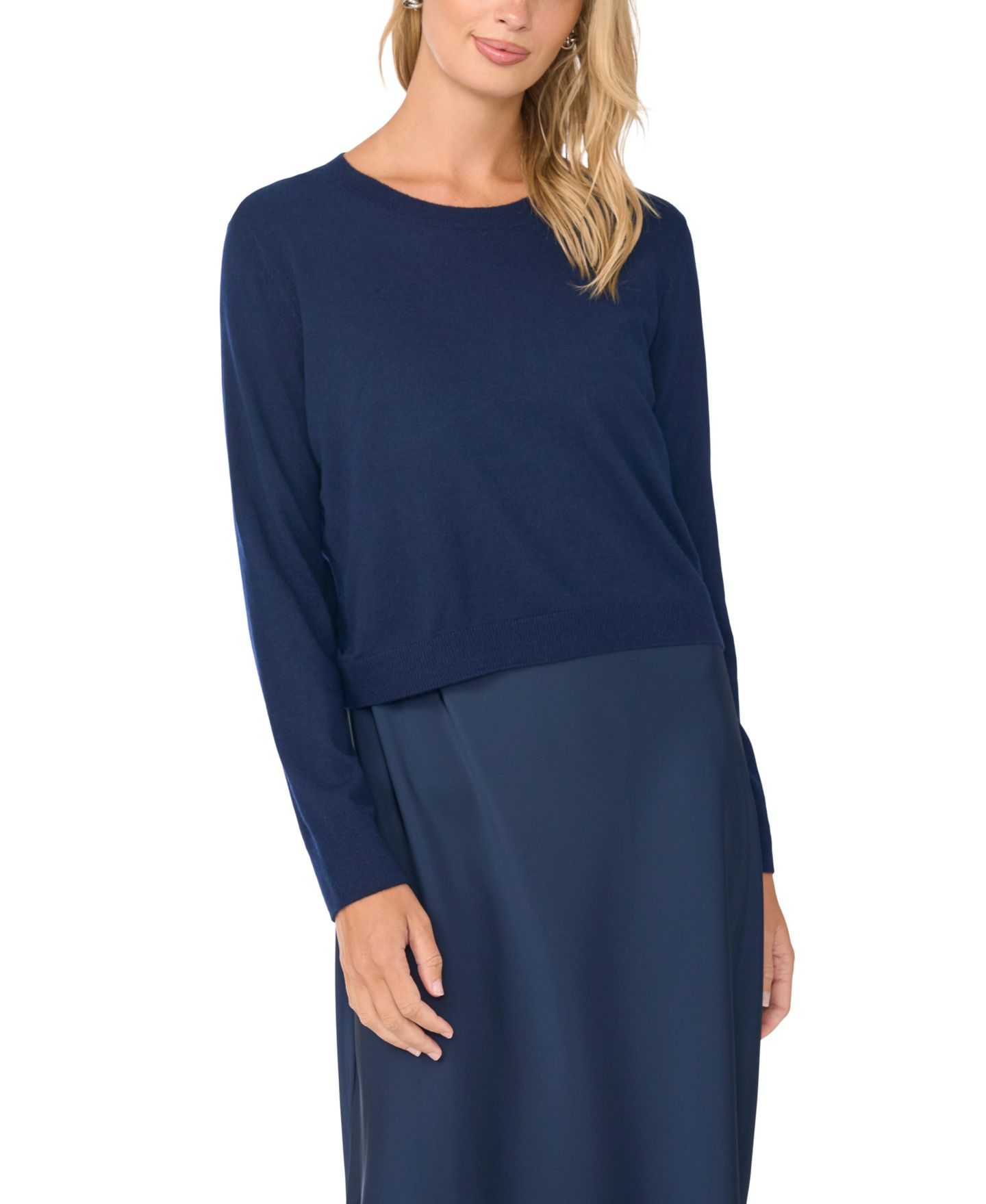 Женское платье Vince Camuto Crewneck Long-Sleeve Midi, цвет: Тёмно-синий — фото 3