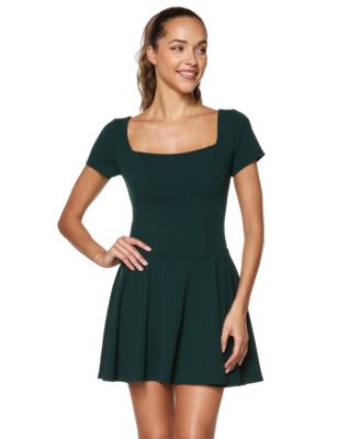 Juniors' Scuba Crepe Square-Neck Fit & Flare Dress