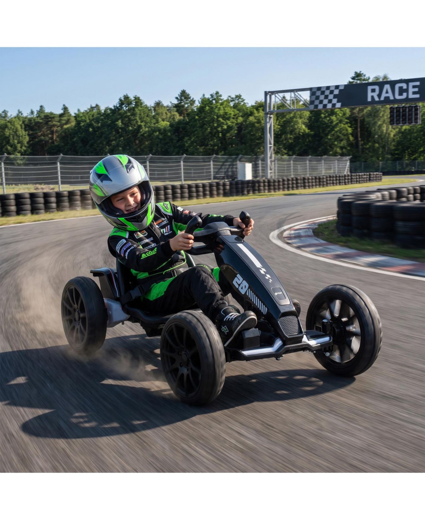 Детская игрушка Glintex 12V Electric Go Kart with Four Length Settings and LED Headlights, Up to 25 kg, 3–6 лет, цвет: Чёрный — фото 3