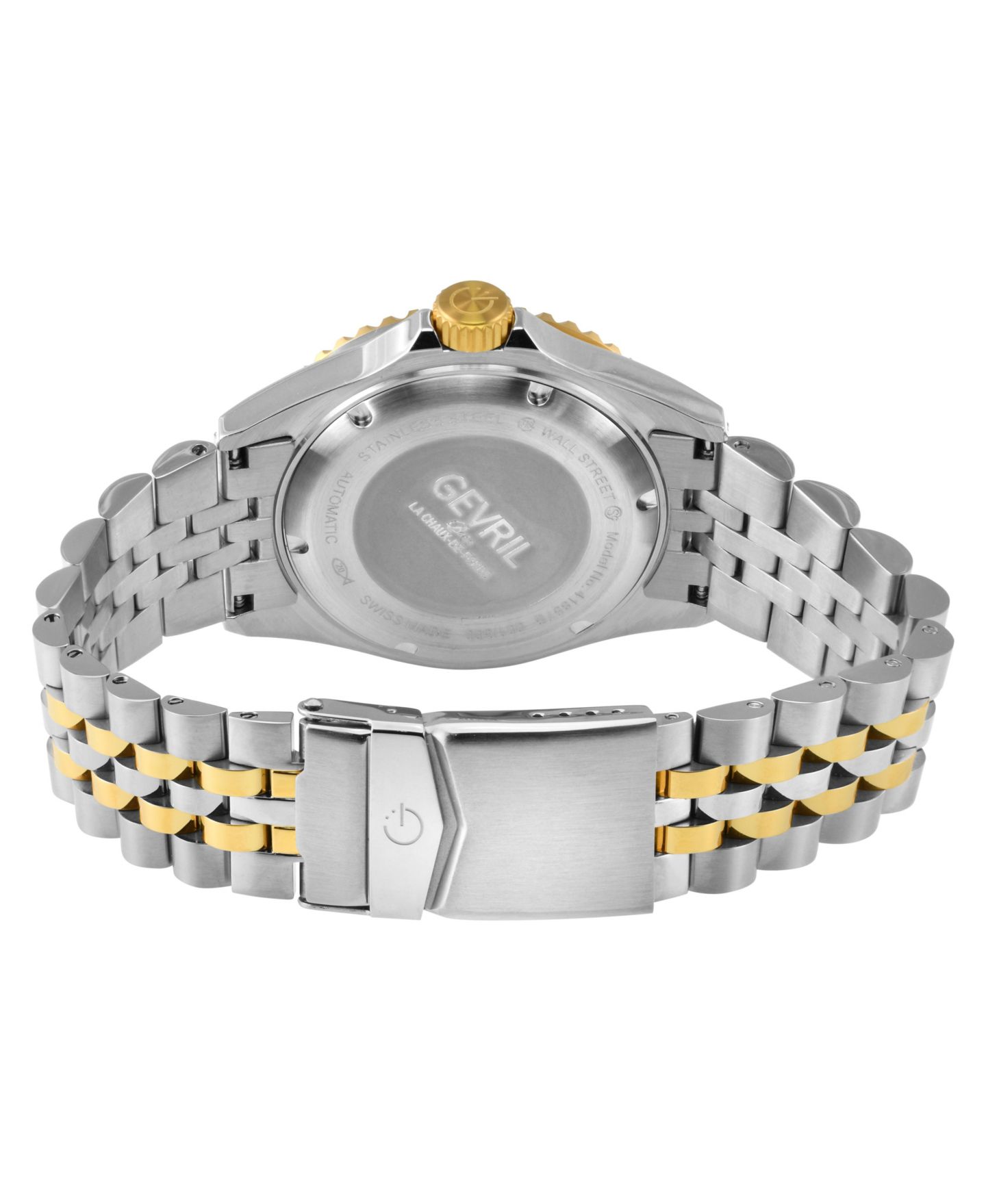 Мужские часы Gevril Swiss Automatic Wall Street Green Dial Two-Tone Stainless Steel Bracelet Watch, 43mm, цвет: Серебряный — фото 2