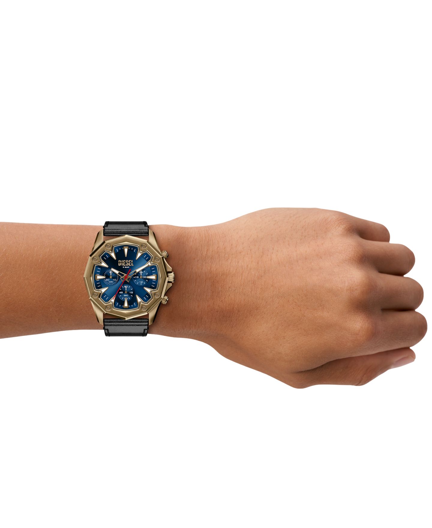 Мужские часы Diesel Quartz Stinger Chronograph Black Leather 46mm — фото 8