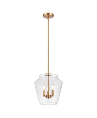 12 Inch Modern Clear Glass 3 Light Pendent Light Adjustable Hanging Light for Kitchen Island and Dining Room