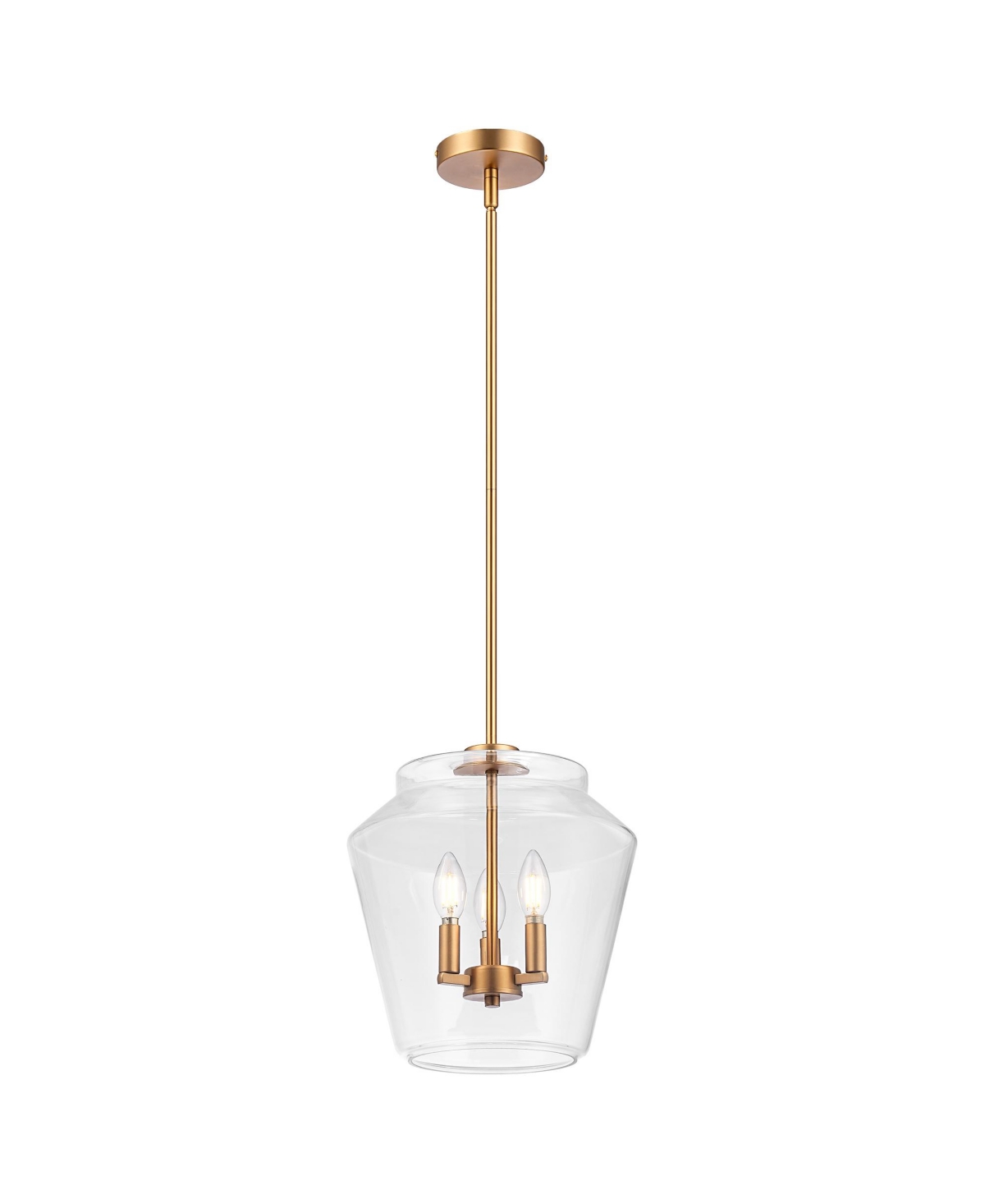 Parrot Uncle 12 Inch Modern Clear Glass 3 Light Pendent Light Adjustable Hanging Light for Kitchen Island and Dining Room - Vintage brass