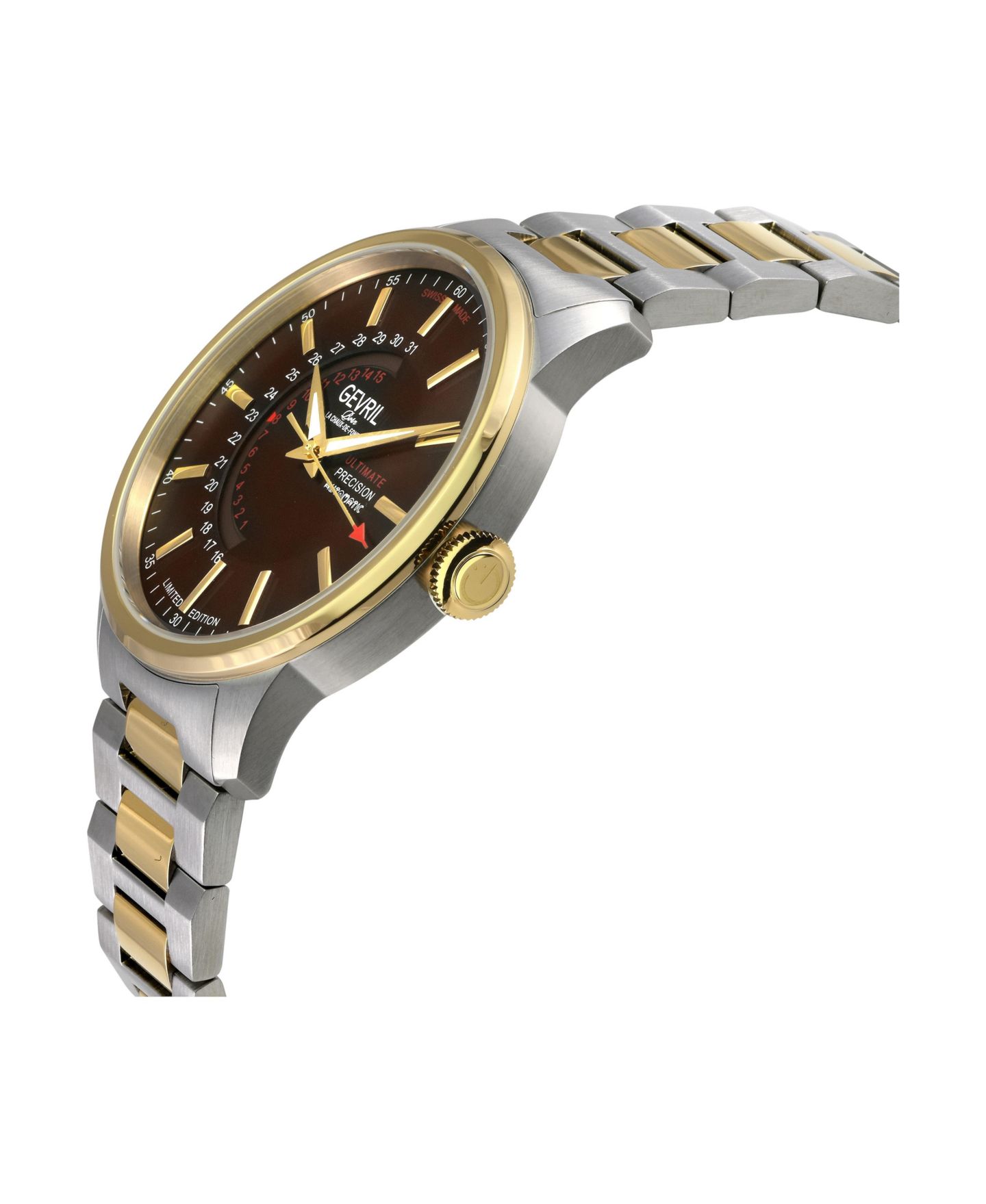 Мужские часы Gevril Guggenheim Swiss Automatic Two tone IPYG/SS 316L Stainless Steel Bracelet Watch, цвет: Серебряный — фото 2