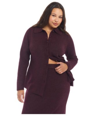 Plus Size Intarsia Knit Longline Cardigan