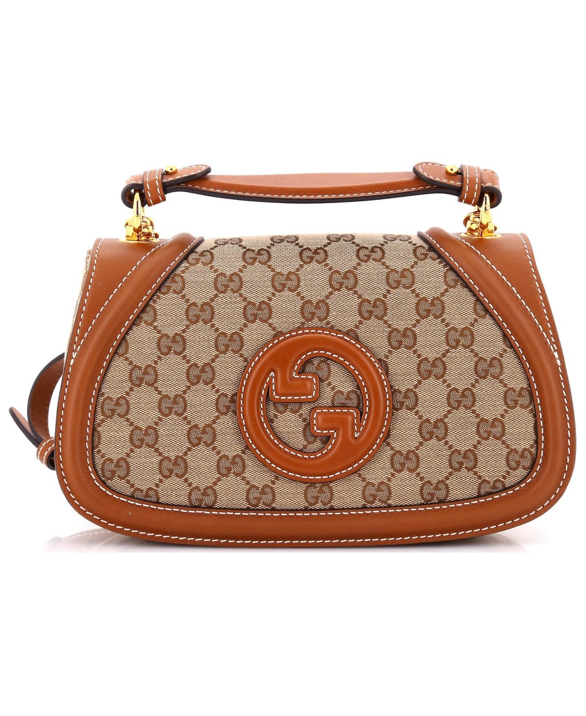 Pre-Owned Gucci Medium Blondie Nm Top Handle Bag Gg Canvas with Leather