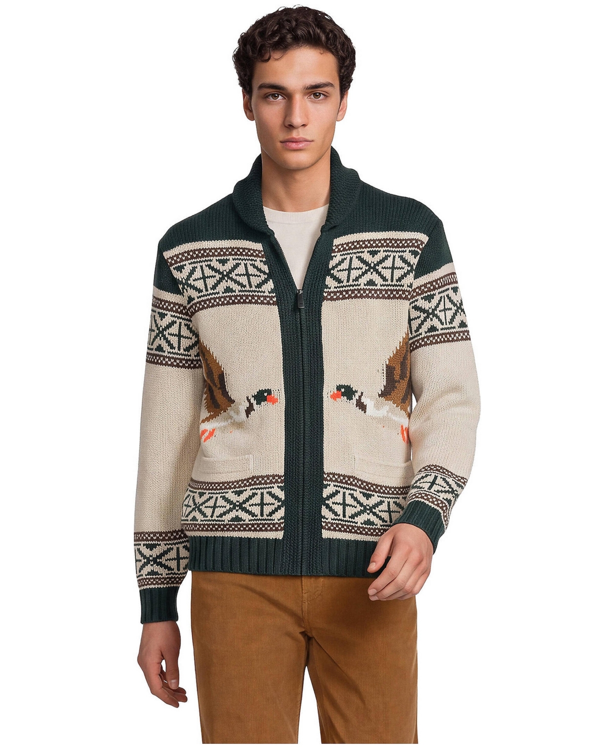 Lands' End Men's Long Sleeve Full Zip Duck Cardigan