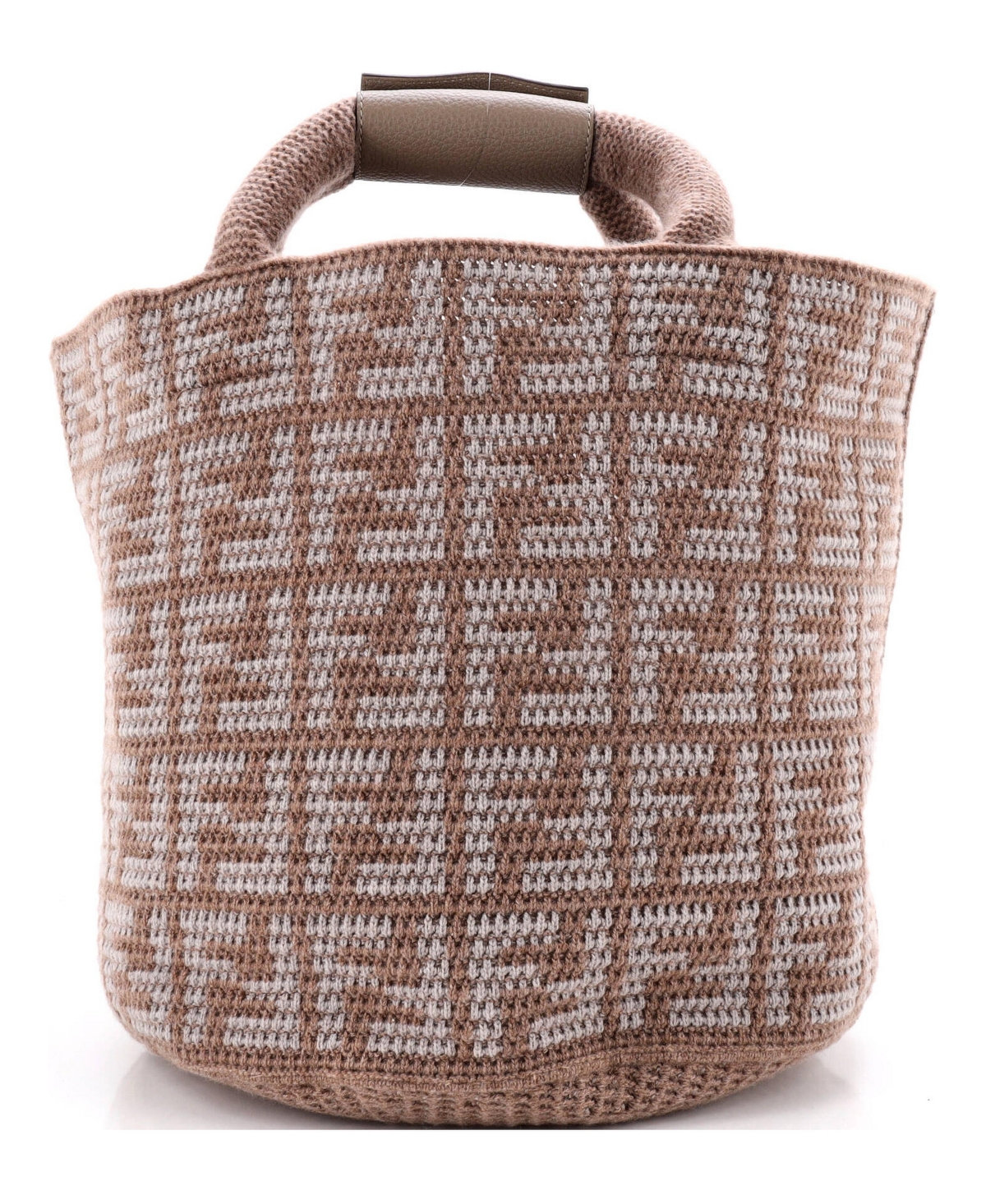 Pre-Owned Fendi Large Shopper Tote Zucca Crochet Cashmere
