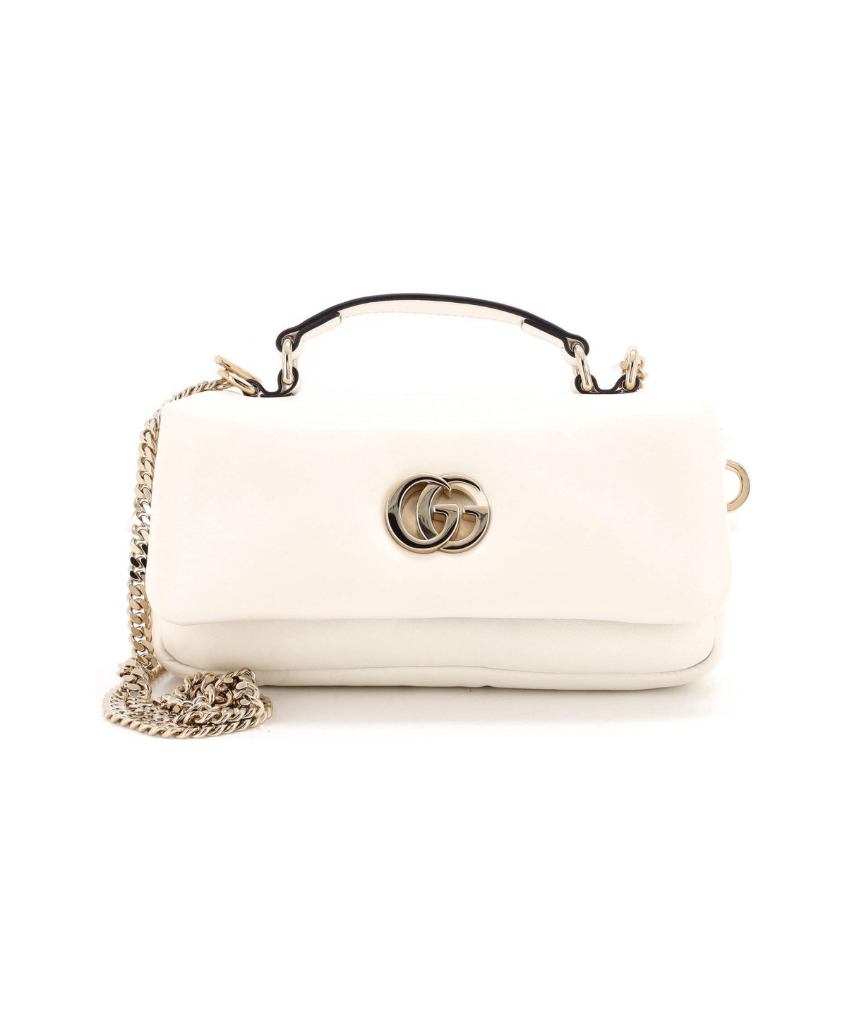 Pre-Owned Gucci Mini Gg Milano Top Handle Bag Leather - White