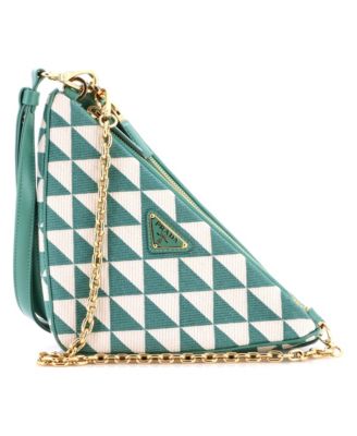 Mini Double Symbole Triangle Bag Leather and Jacquard
