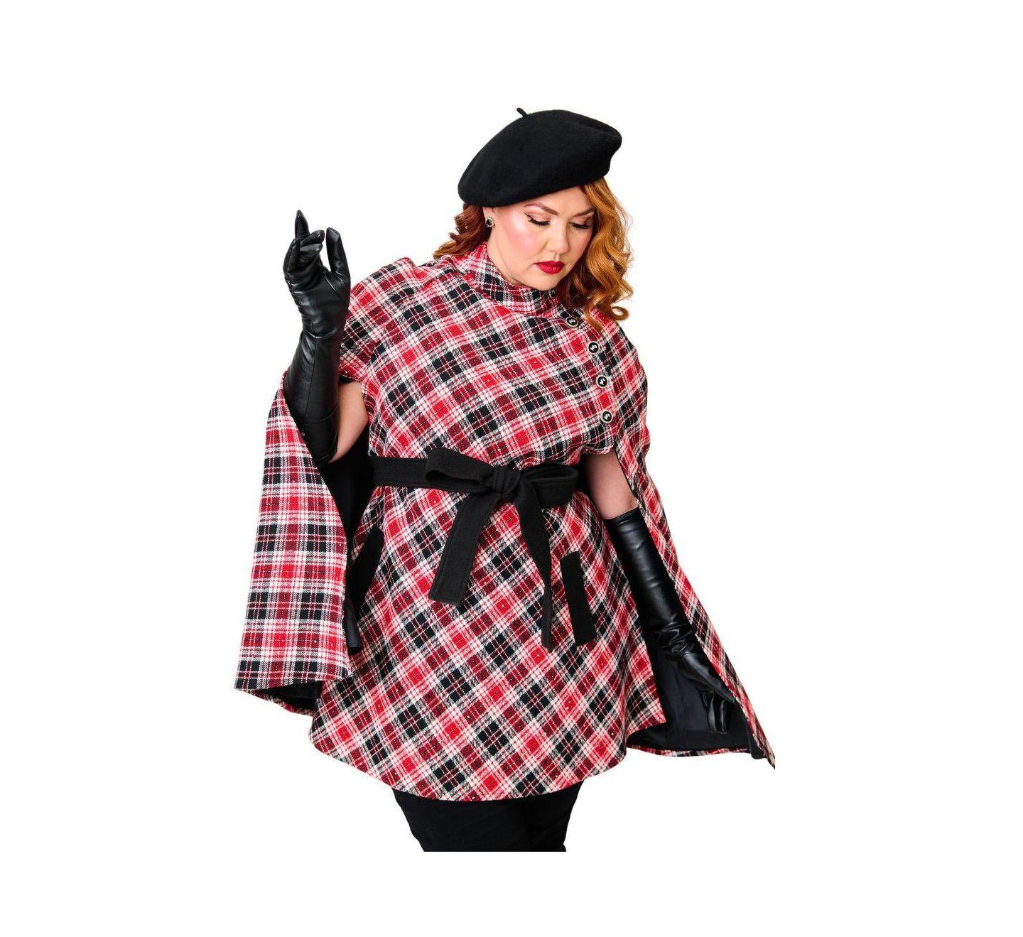 Женское пальто Smak Parlour Plus Size Savile Row Cape, цвет: Красный / Чёрный — фото 3