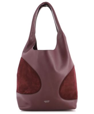 Large Cut-Out Detailing Hobo Leather with Suede