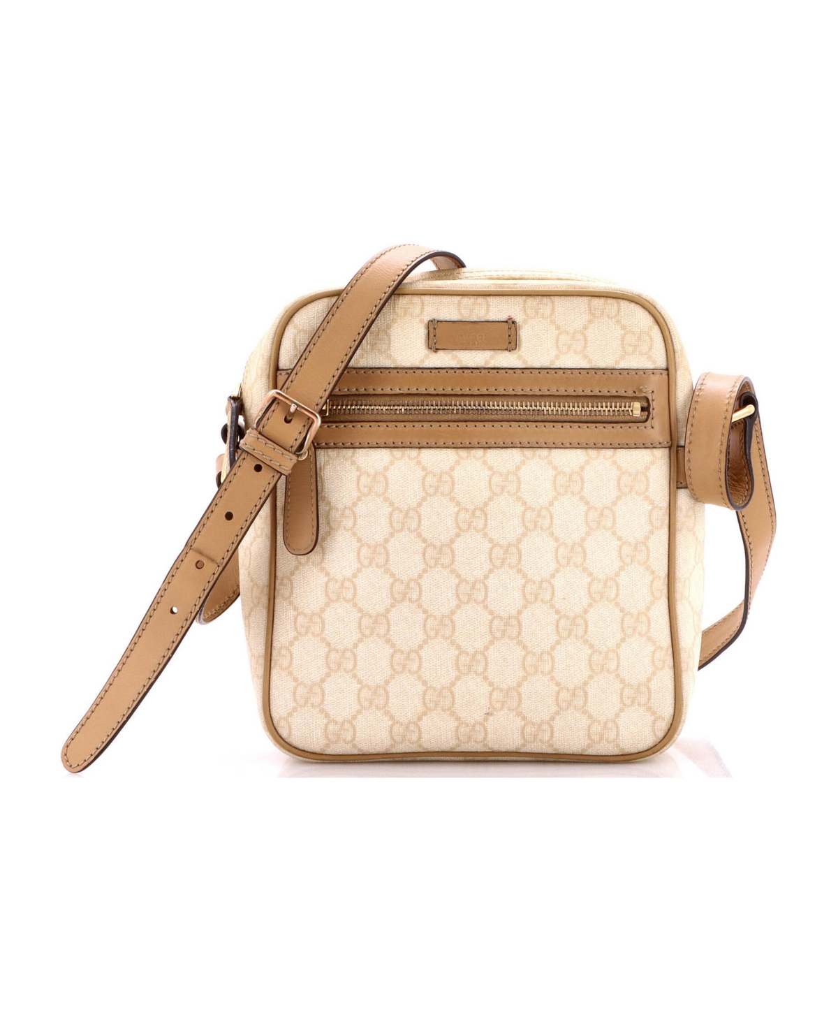Pre-Owned Gucci Small Front Zip Messenger Gg Coated Canvas