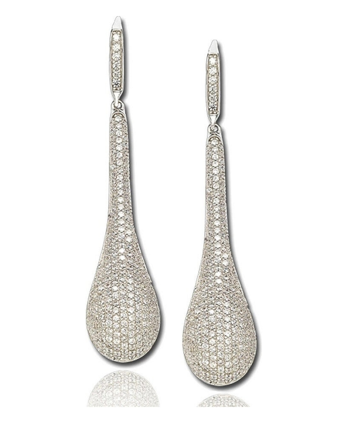 Suzy Levian Sterling Silver Cubic Zirconia Teardrop Earrings - White