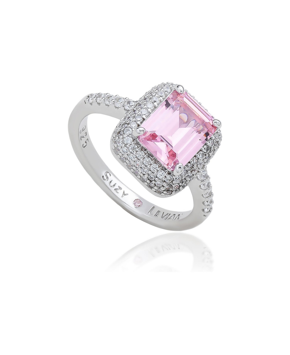 Suzy Levian New York Cubic Zirconia Silver-Tone Halo Engagement Ring