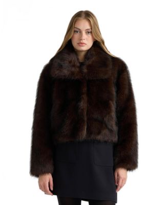Women's Long-Hair Cropped Faux Fur Jacket