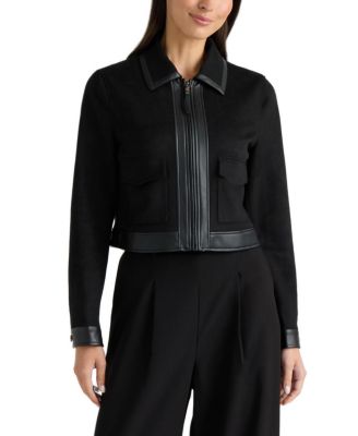 Women's Faux Suede Cropped Zip-Front Jacket