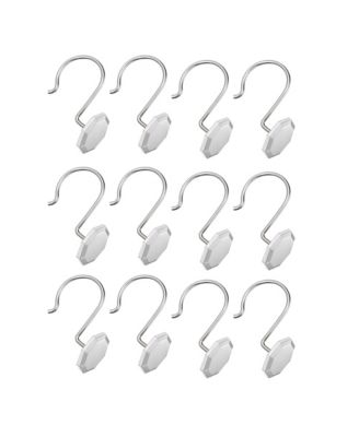 Rust-Proof Zinc Shower Curtain Hooks with Octagon-Shaped end, Shower Hooks Hangers for Bathroom