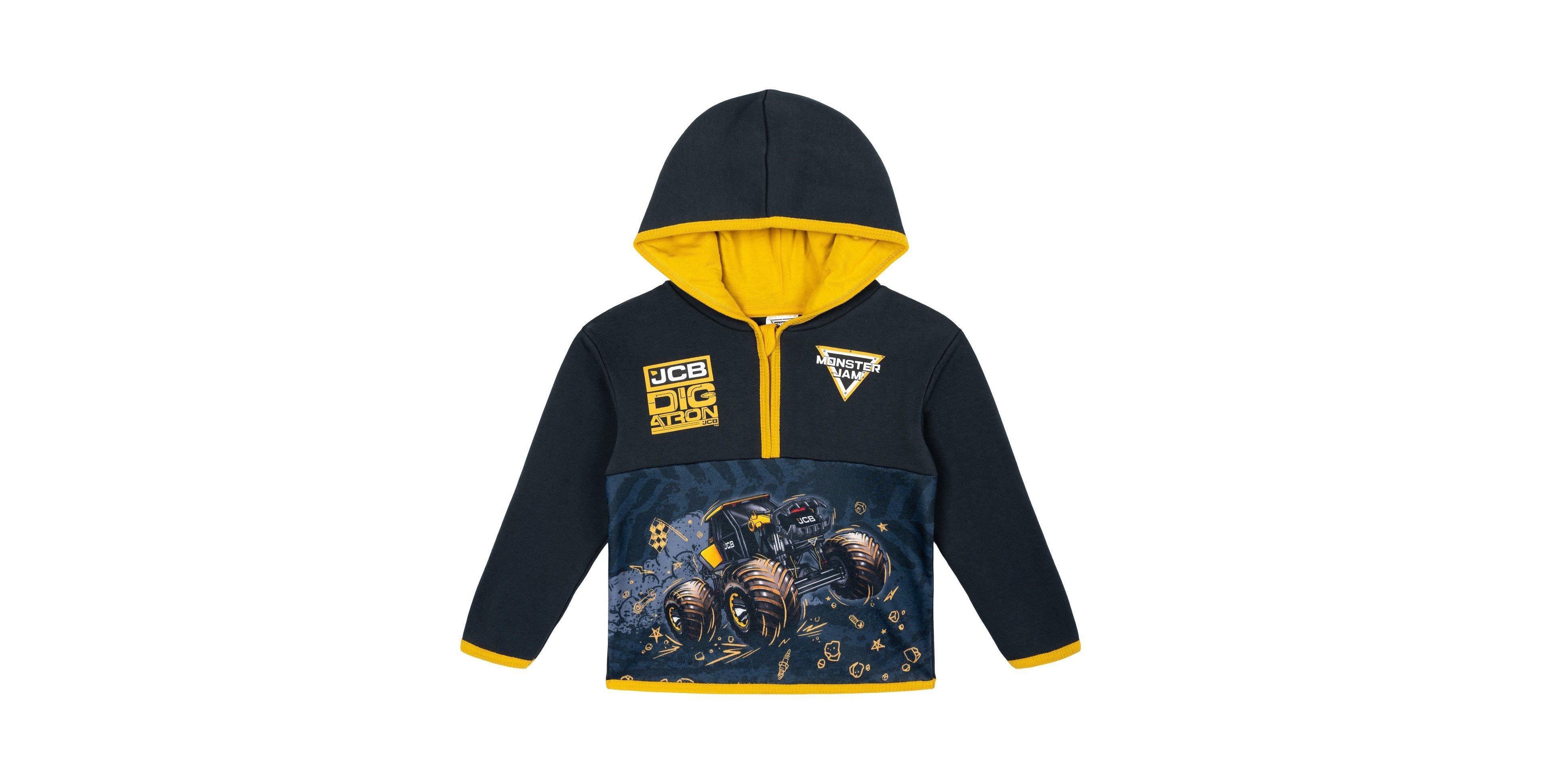 Monster Jam Toddler Boys' 2T-5T Half-Zip Fleece Hooded Sweatshirt