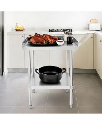 24 x 30 in. Stainless Steel Grill Table, 30 in. High Heavy Duty BBQ Prep Table with Removable Backsplash, Outdoor Patio Kitchen Work Table