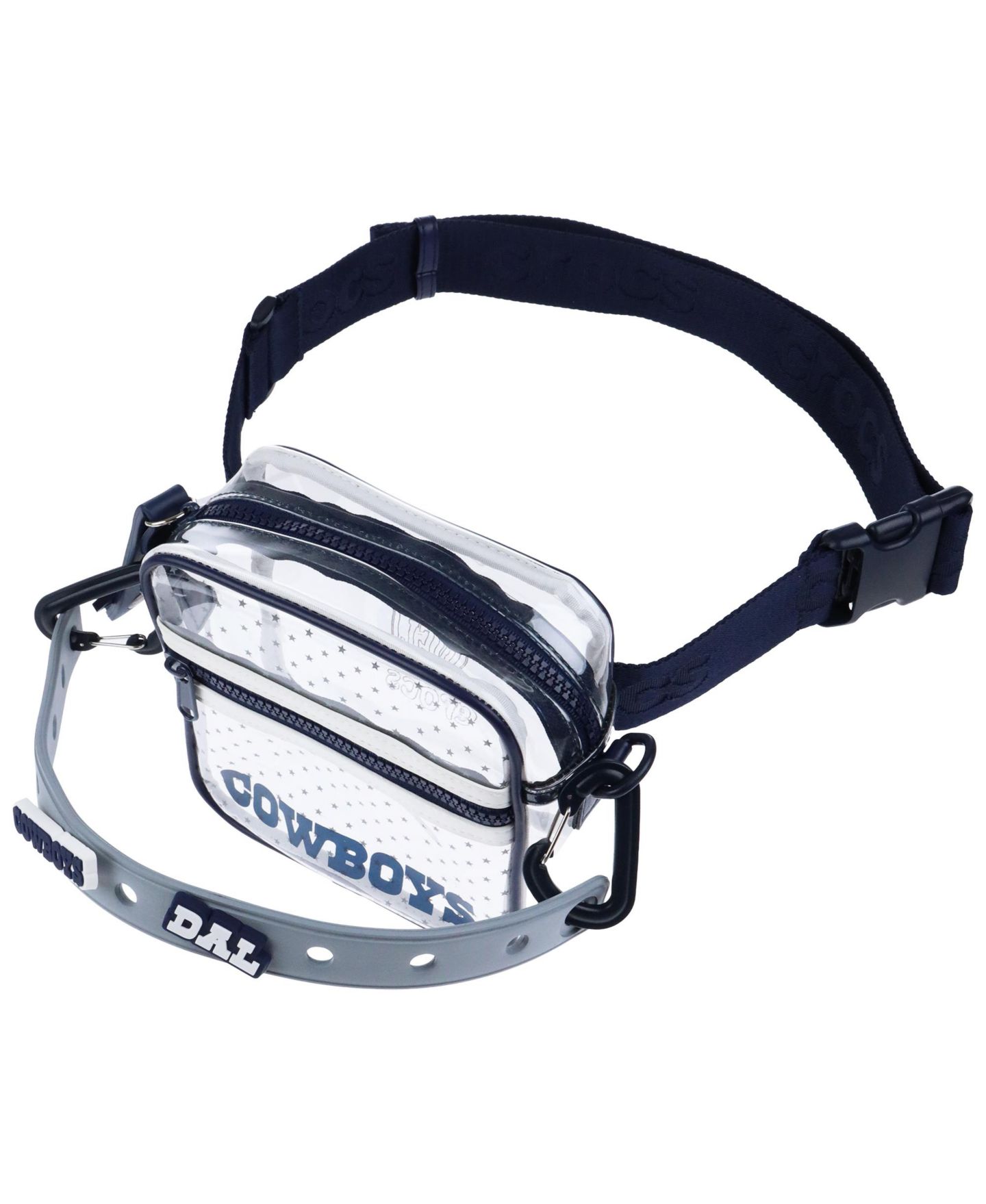 Мужская сумка Crocs Dallas Cowboys Clear Stadium-Approved Jibbitz-Compatible Crossbody, цвет: Тёмно-синий / Серый — фото 4