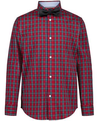 Boys' 8-20 Wooster Plaid Long-Sleeve Shirt and Bow Tie, 2-Piece Set