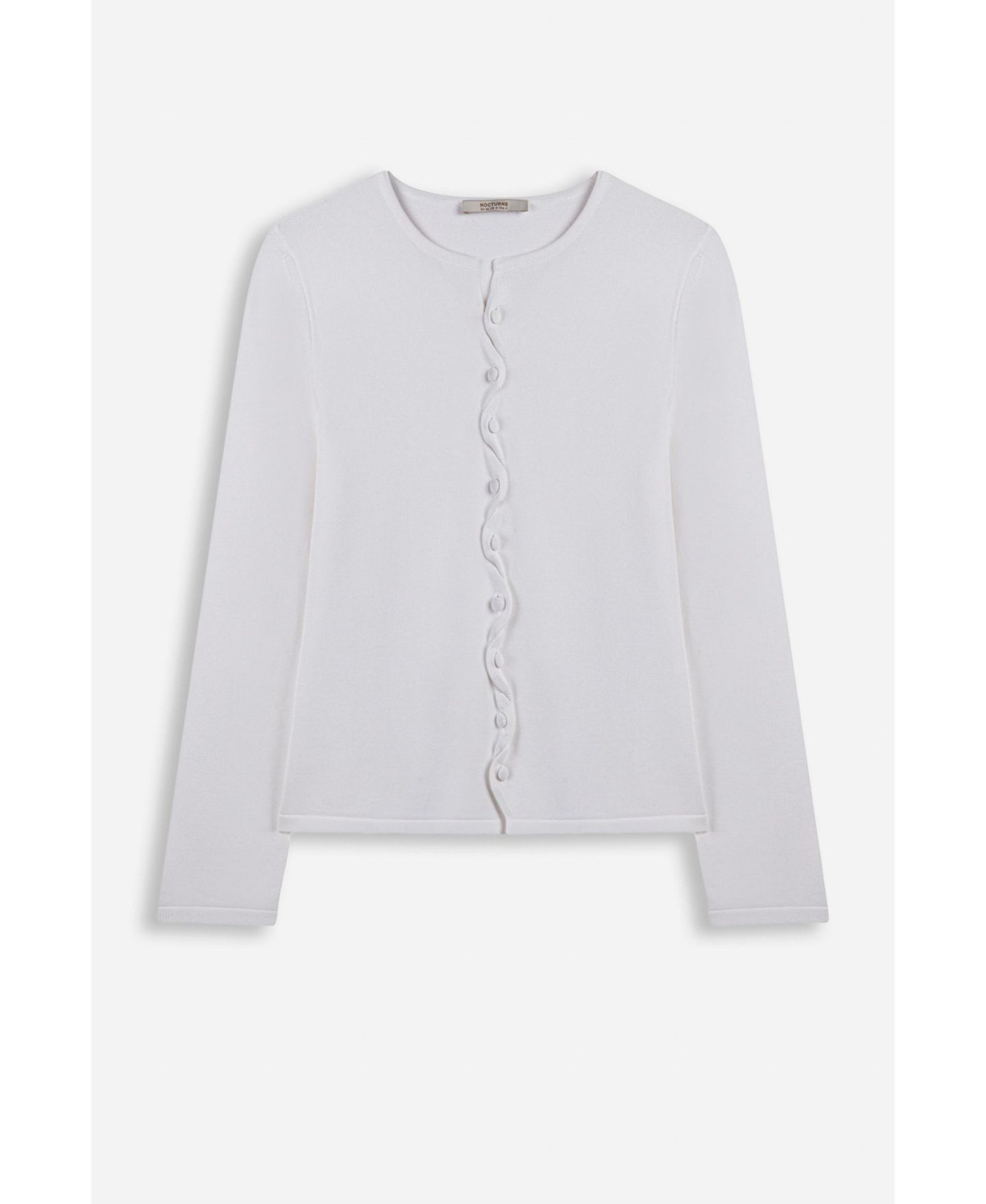 Женский кардиган NOCTURNE Wave Placket Long-Sleeve Slim-Fit Crew Neck, цвет: Белый — фото 6