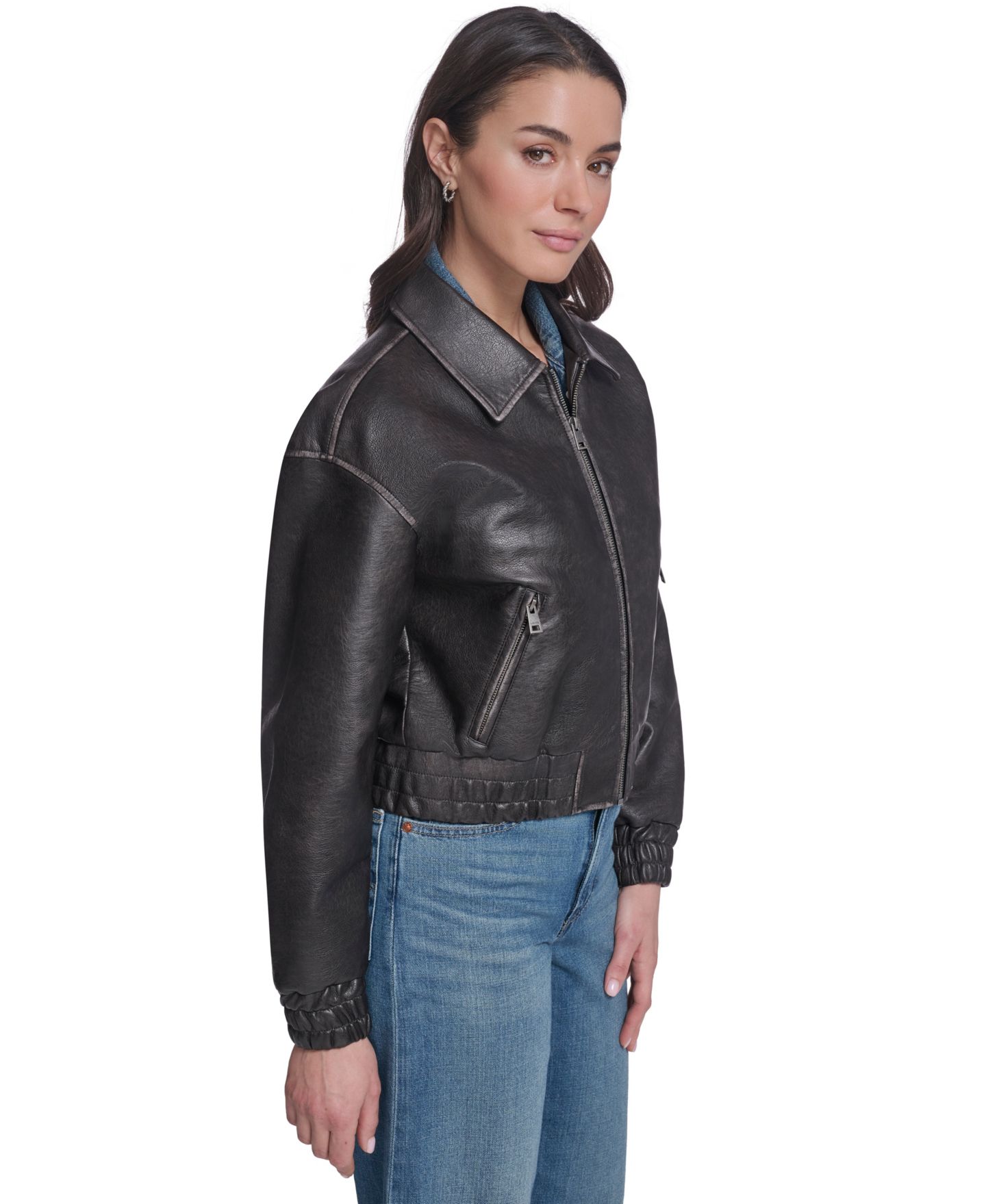 Женская куртка Levi's Bomber Faux Leather, цвет: Чёрный — фото 3