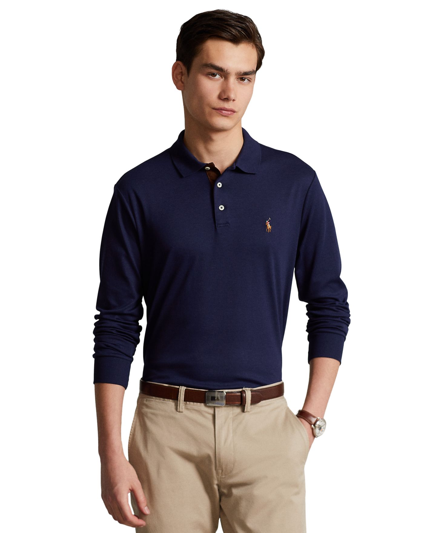Мужское поло Polo Ralph Lauren Classic-Fit Polo Shirt, цвет: Синий меланжевый — фото 5