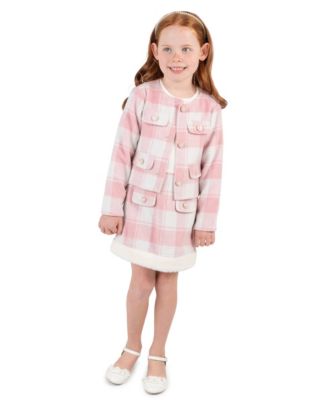 Girls' 4-6X Faux Fur-Trim Boucl&eacute; Holiday Jacket and Dress, 2-Piece Set