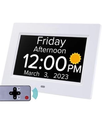7" Digital Day Clock with Voice Time Announce, 33 Programmable Reminders, Remote Control