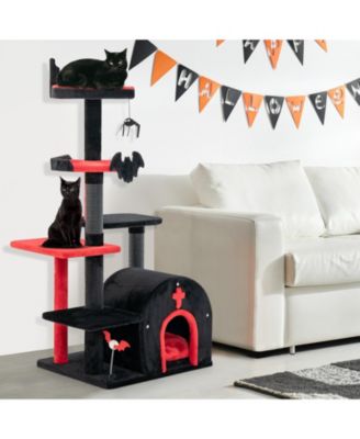 Gothic Cat Tree 53 Inch Tower with Cat Bed and Arch Condo